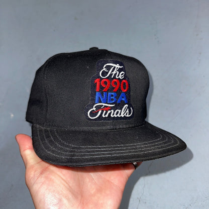 VTG 1990 NBA Finals Snapback Hat Blazers Black Red PDX USA Made Basketball Cap