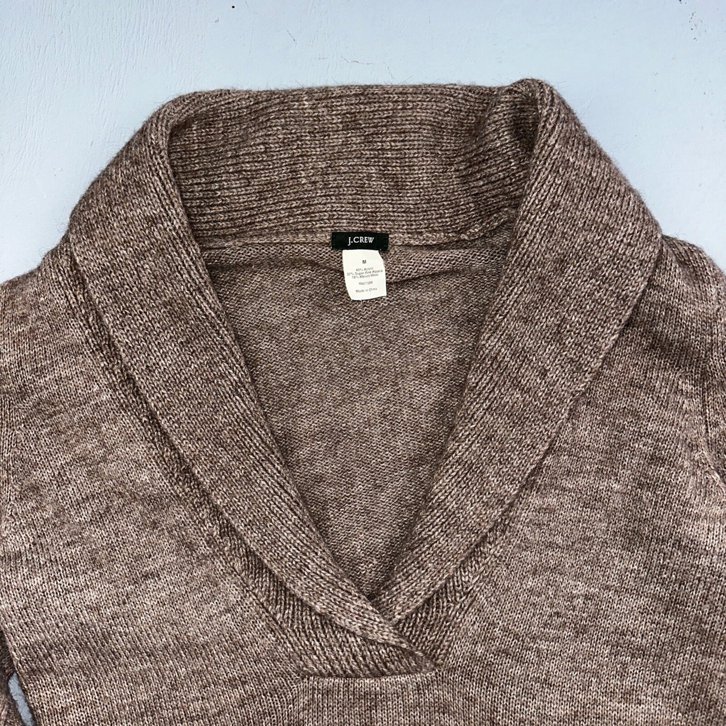 J.Crew Shawl Popover Sweater Brown Merino Wool Alpaca Size M Long Sleeve Cozy
