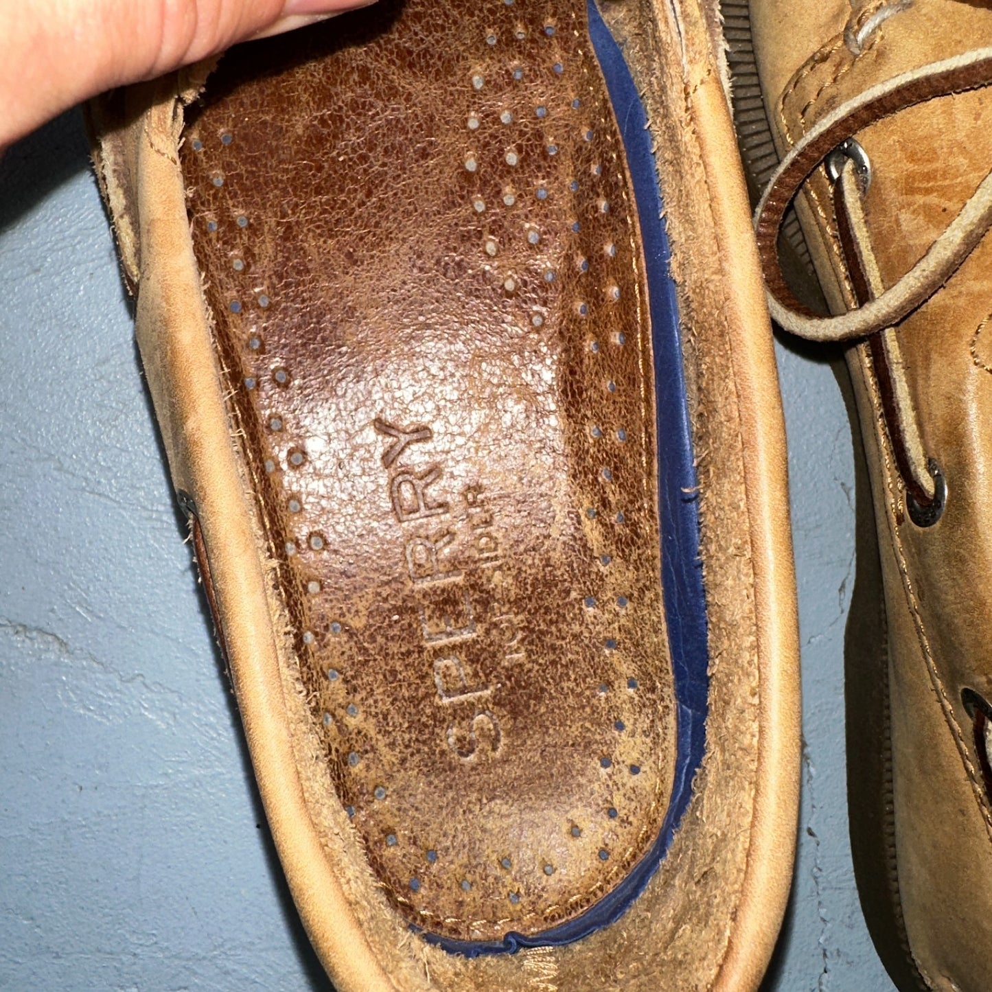 Sperry Top Sider Loafer 8.5 M Sahara 2-Eye Boat Shoes Tan Leather Men