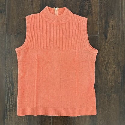 Vintage USA Rockabilly Womens Shirt Terry Cloth Orange Tank Shirt 70s 80s Cut