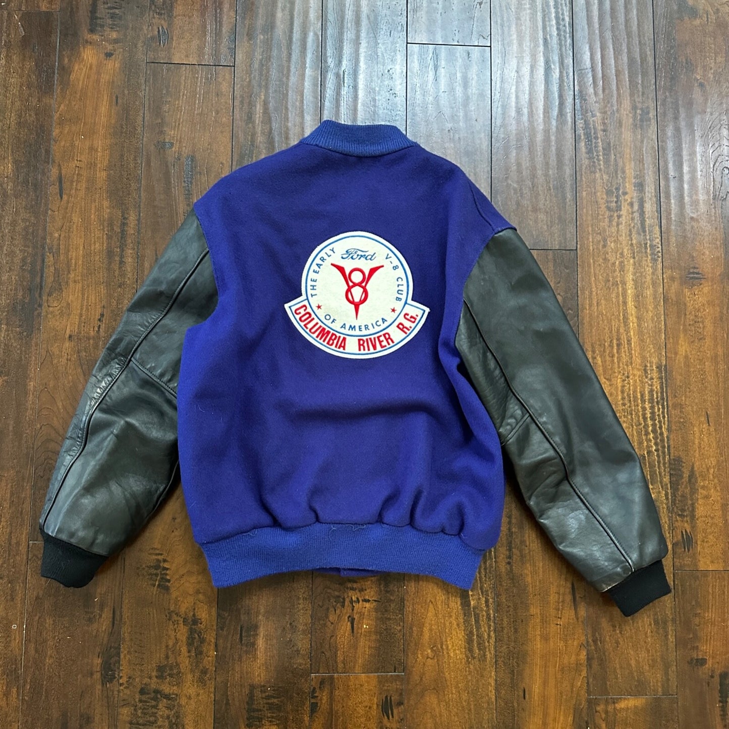 Ford VTG Dehen Varsity Blue V8 Columbia River Letterman 70s Jacket Size 44