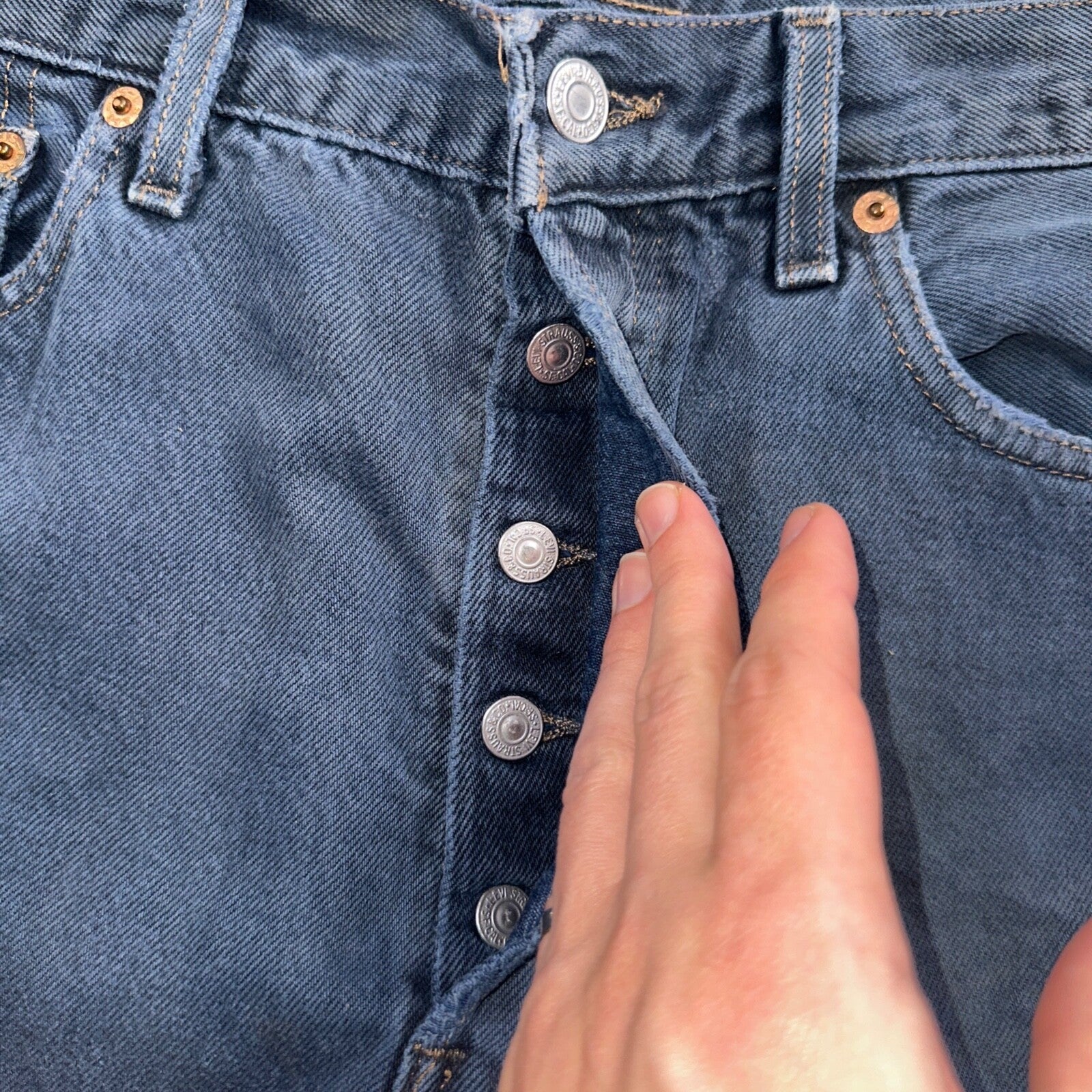 Levis 501 Vintage 90s USA XX Straight Leg Jeans Blue Overdyed 33x30 Act 32x29