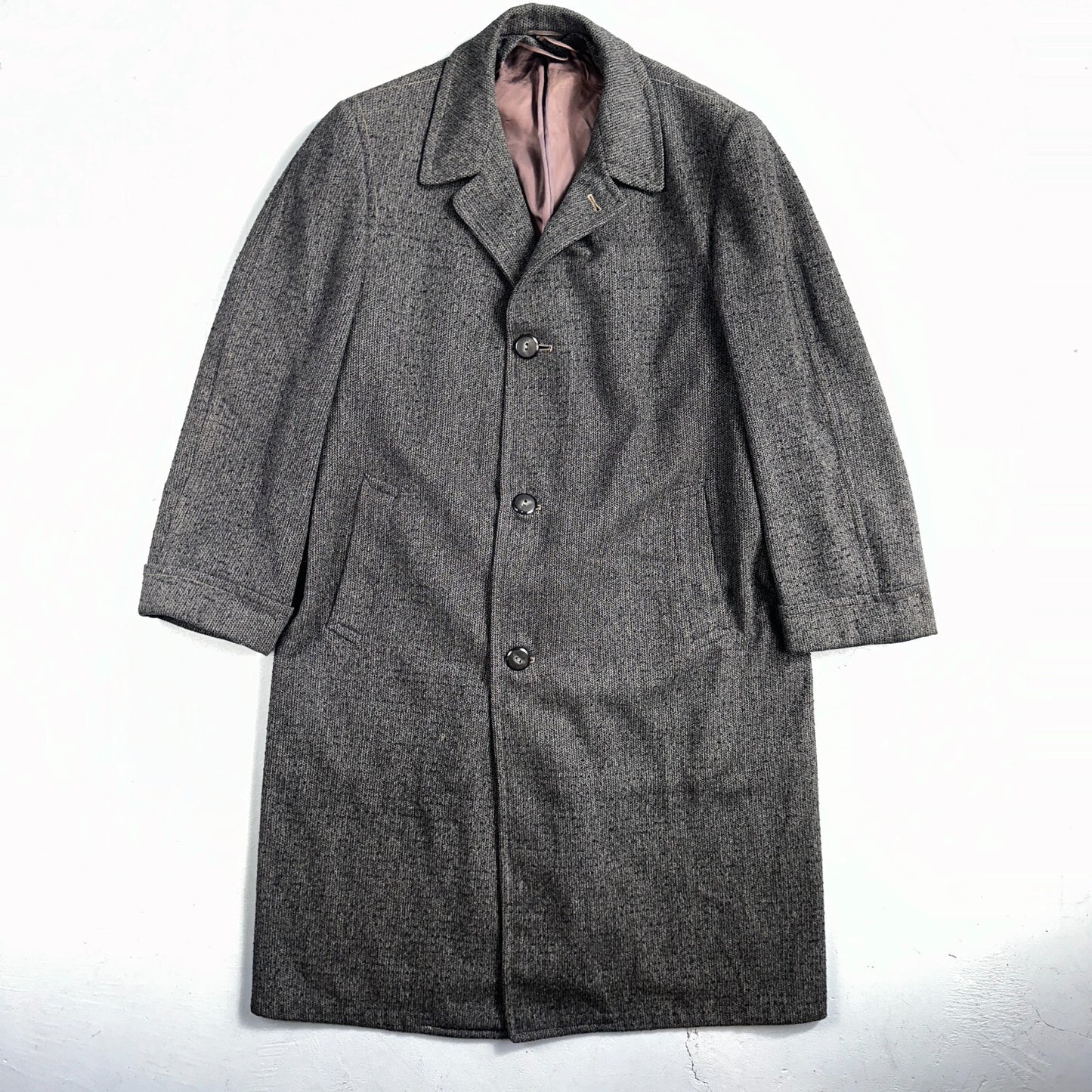 Vintage Barton Hall Coat Mens Gray Tweed Shabby Chic Wool 50s Union Made 1950s