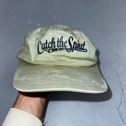 Catch The Spirit Snoopy VTG Hat Cap Snapback Green USGA Political Thrashed USED