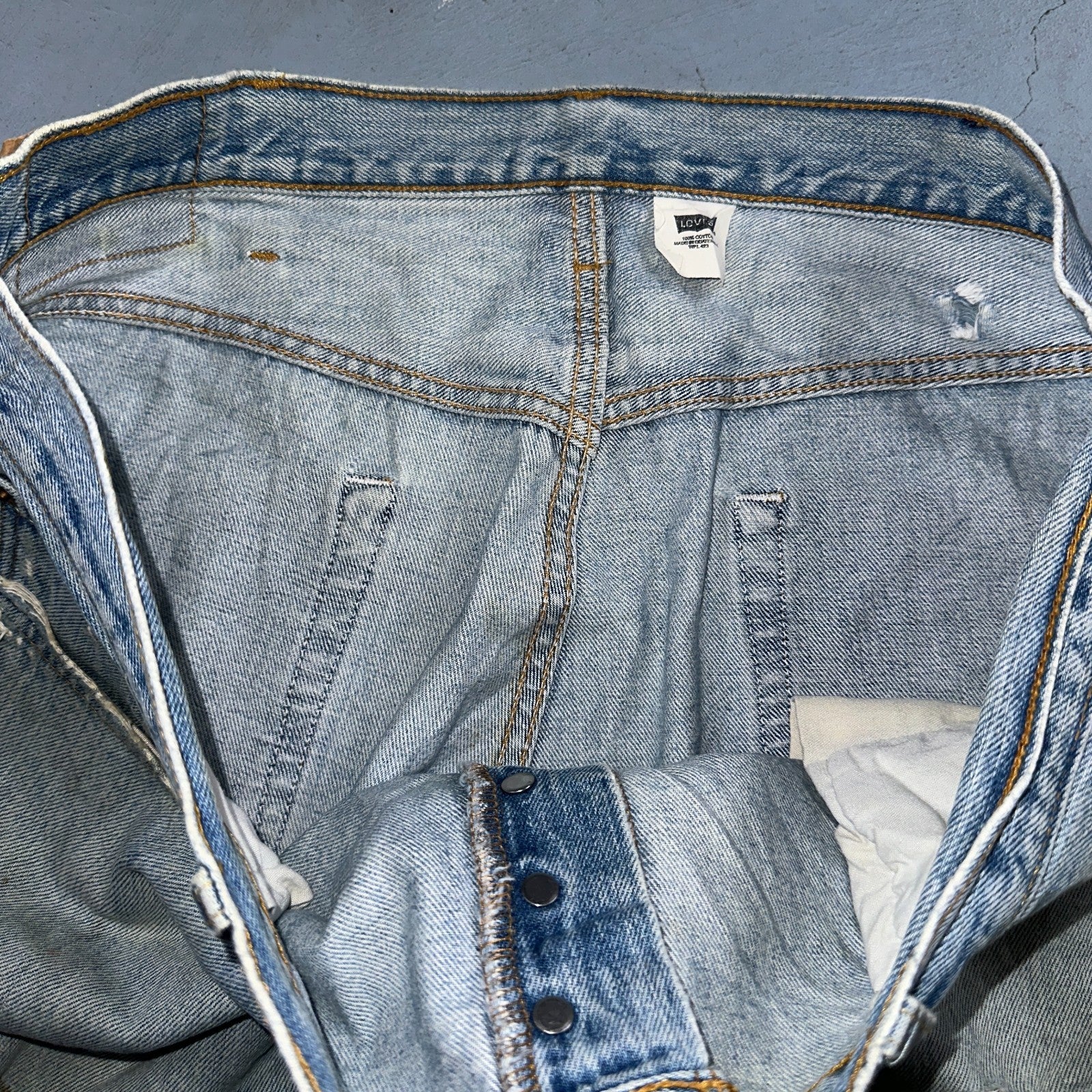 Levis 501 Vintage 90s Mexico Straight Leg Jeans Blue Light Wash 40x30 Act 40x28