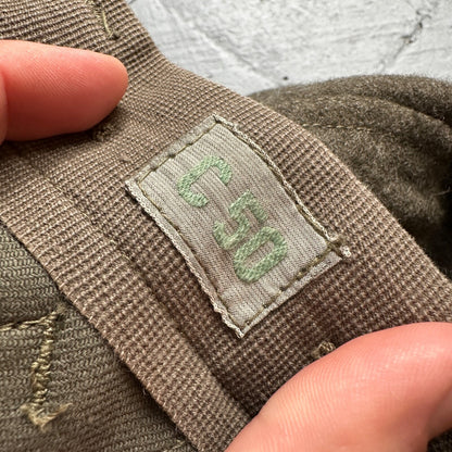 Vintage 1960s Swedish Army Wool Cargo Heavy Pants WWII Leather Straps 34x31