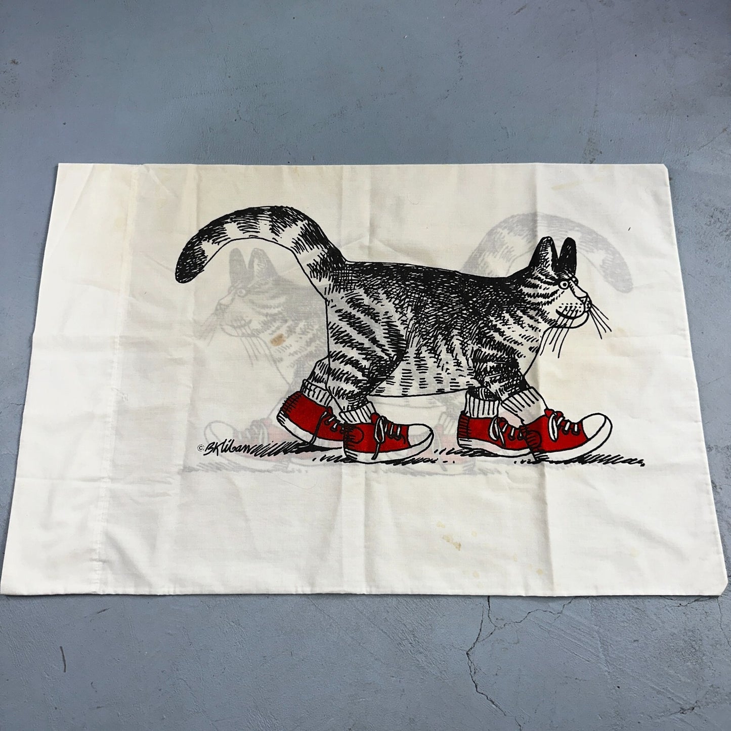 Vintage Burlington B KLIBAN CAT with red Sneakers Standard Pillowcase USA