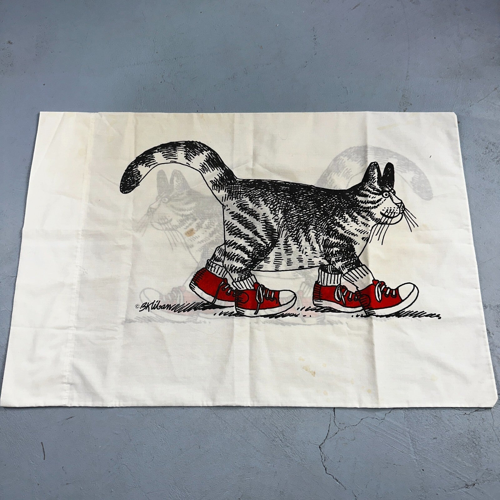 Vintage Burlington B KLIBAN CAT with red Sneakers Standard Pillowcase USA