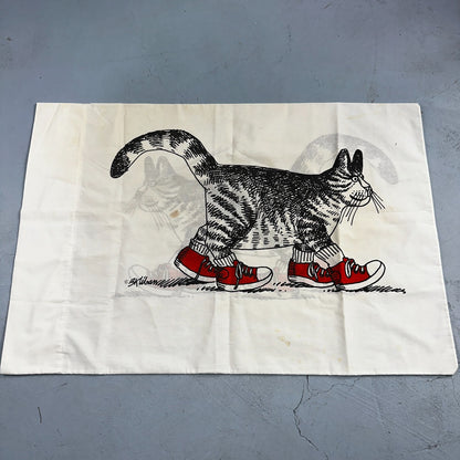Vintage Burlington B KLIBAN CAT with red Sneakers Standard Pillowcase USA