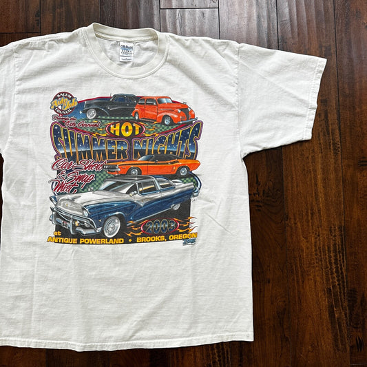 Hot Summer Nights Racing Cars VTG T Shirt 2003 Brooks Oregon PDX Muscle Y2K