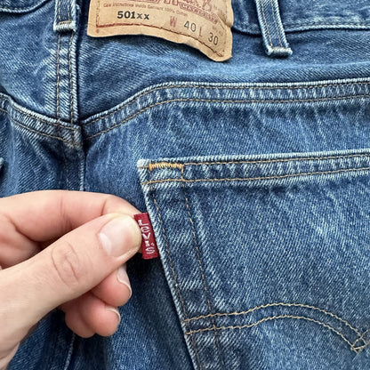 Vintage Y2K 90s Levis 501 XX Button Fly Light Wash 40x30 Jeans Act 36x26