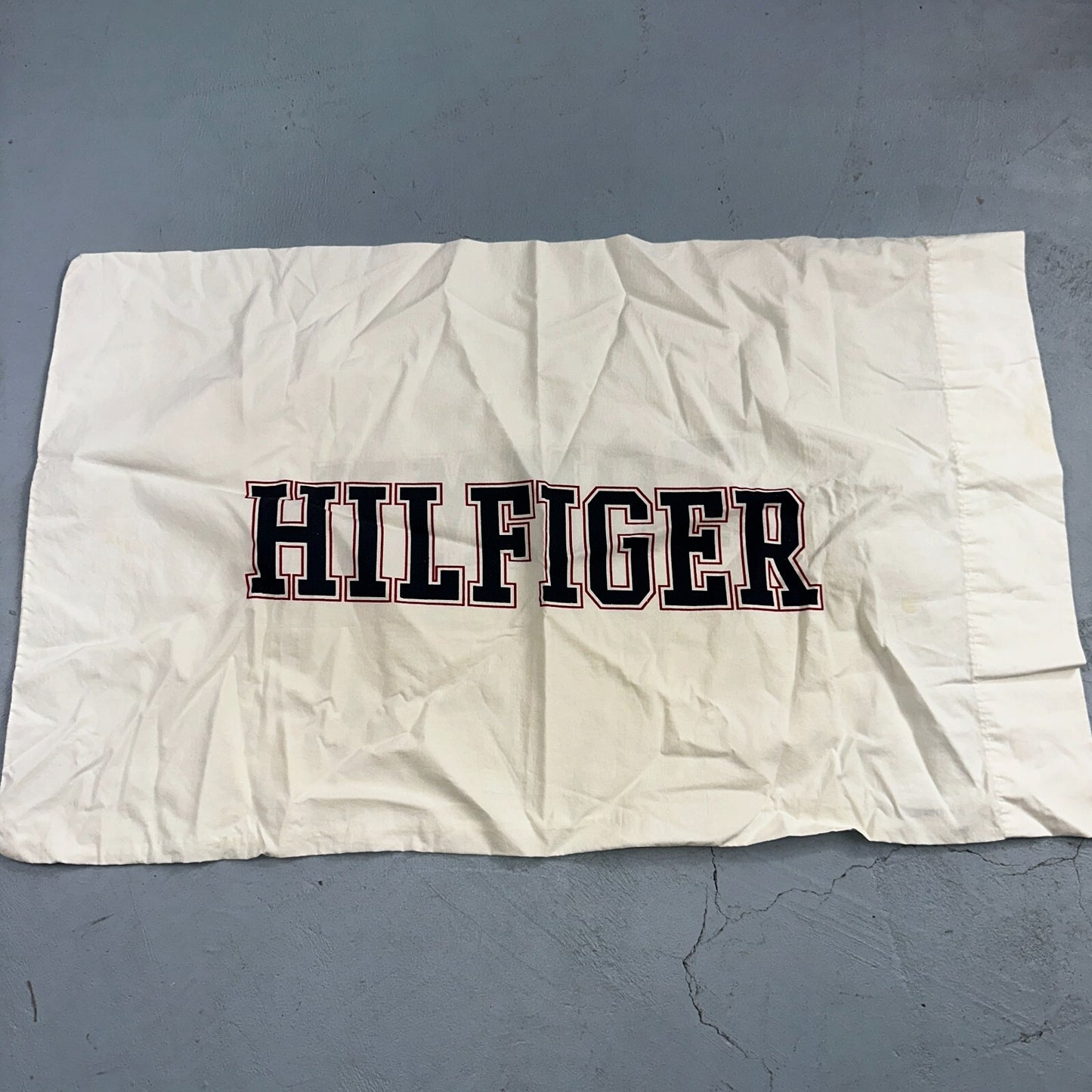Tommy Hilfiger Vintage Standard Pillowcases White Name Spellout Cool 90s USA