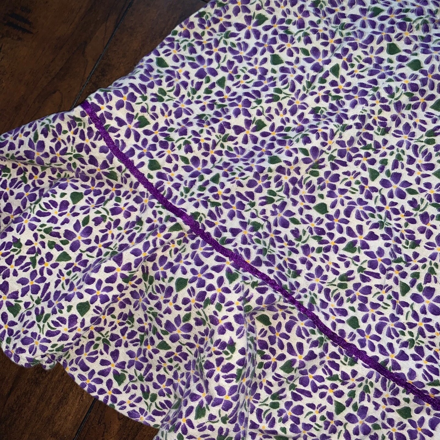 70s Women's Vintage House Dress Kaftan MuMu Shift Purple Floral 80s Hipster Cute