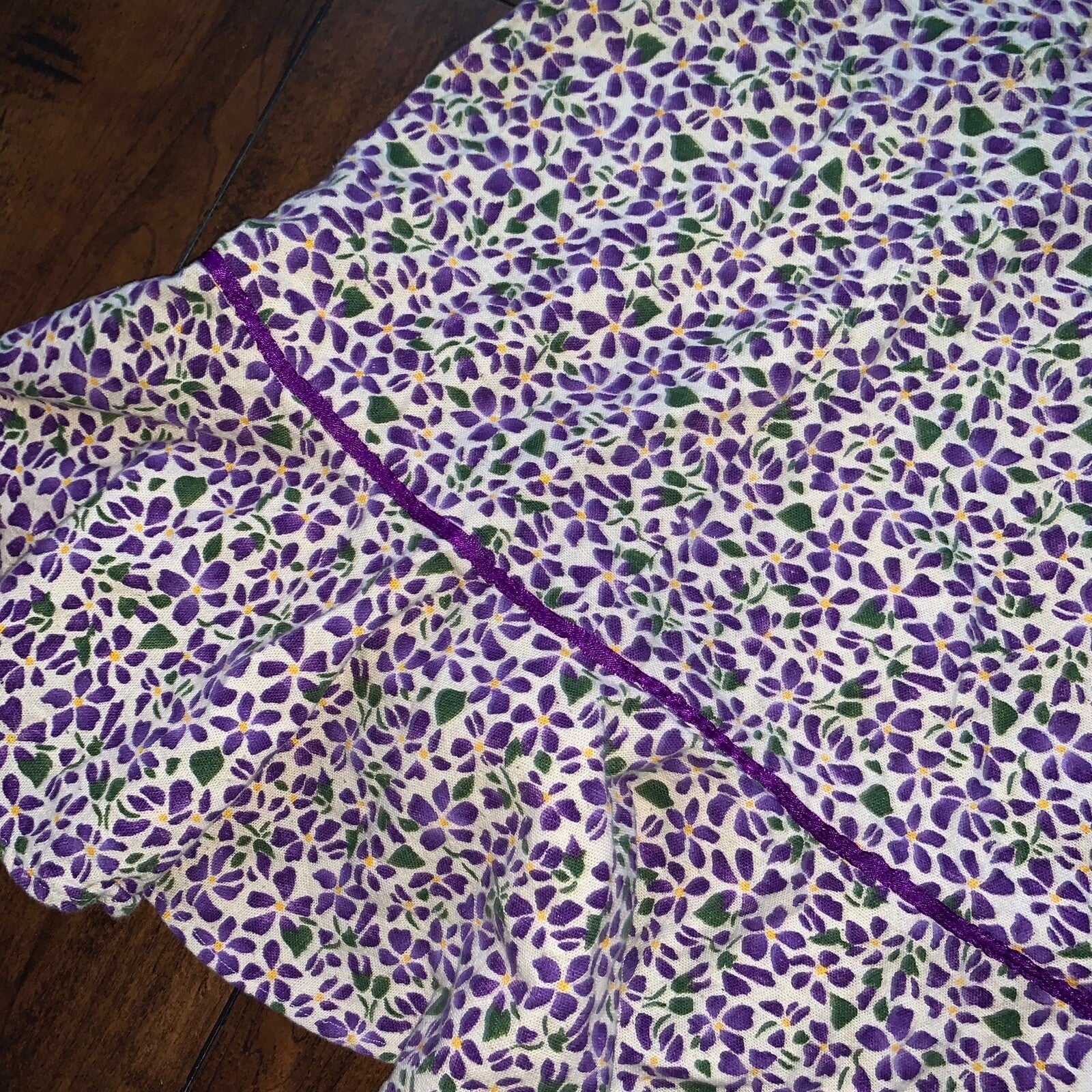 70s Women's Vintage House Dress Kaftan MuMu Shift Purple Floral 80s Hipster Cute