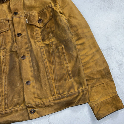 Filson x Levis Tin Cloth Trucker Jacket Men’s Small Tan Made In USA VTG Oil