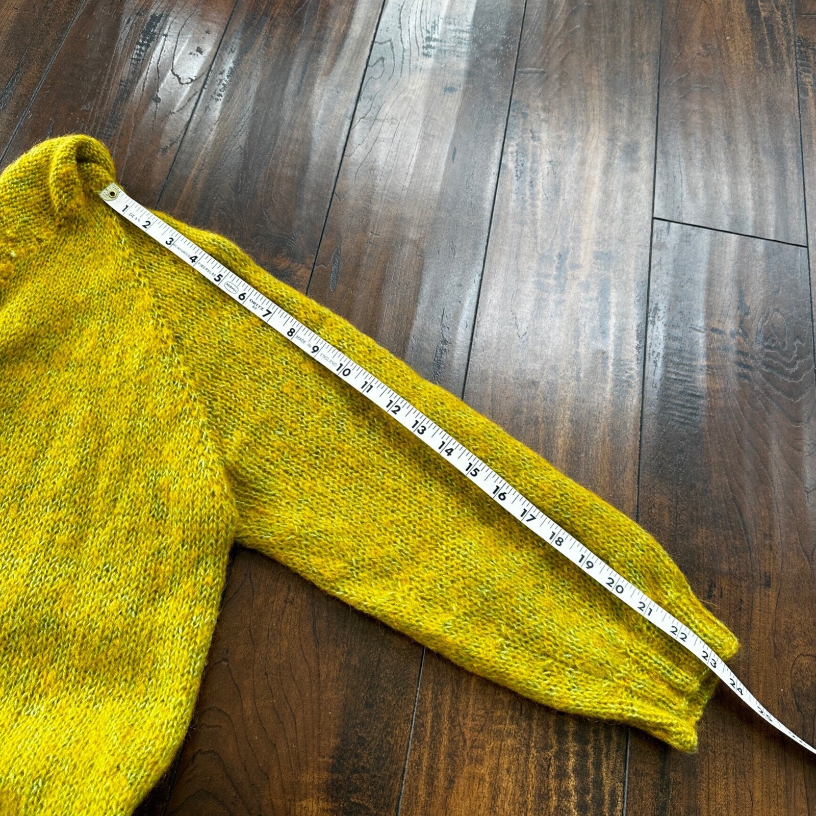 VTG 1960s Green Yellow Pukey Knit Cardigan Sweater Rockabilly 60s Wool Grunge