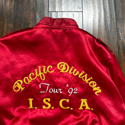 VTG 90s GTX Pacific Divison Satin Bomber Jacket USA Rare 80s ISCA Dale Arnold