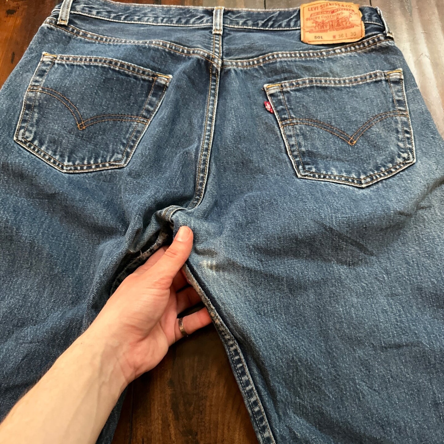 Levis 501 Vintage 90s Straight Leg XX Canada Jeans 36x30 Med Wash Act 34x29