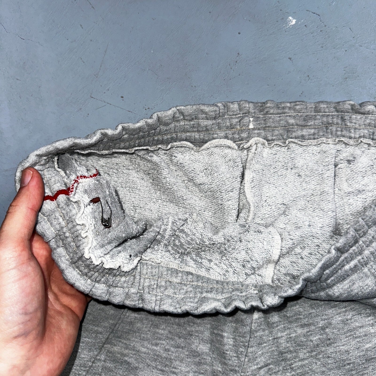 Nike Vintage 80s Sweatpants Large Gray Red Trim Blue Tag 1980s Cotton Jogger