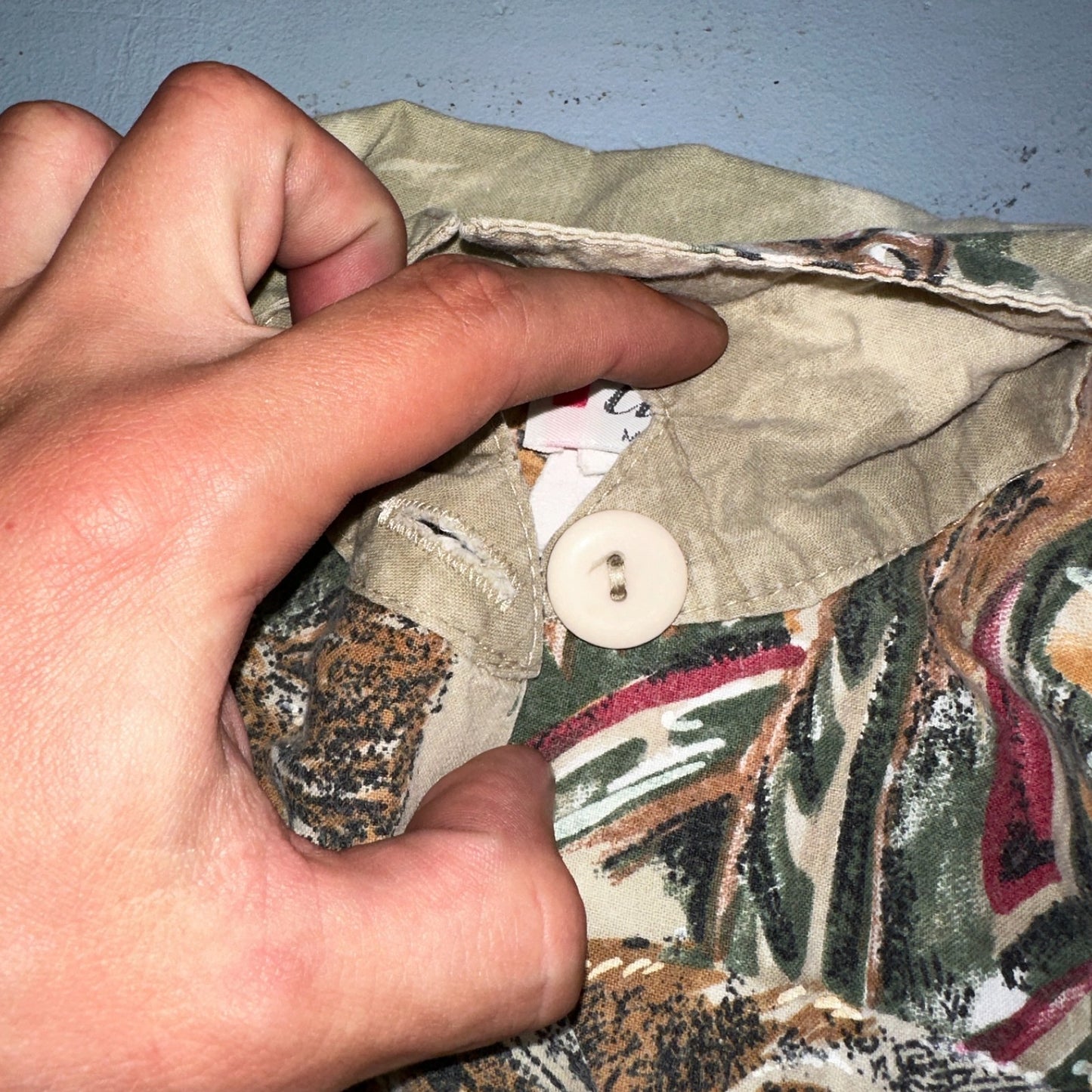 Vtg Act III USA Made Shirt Button Up Blouse African Safari Lion Tigers Small 80s