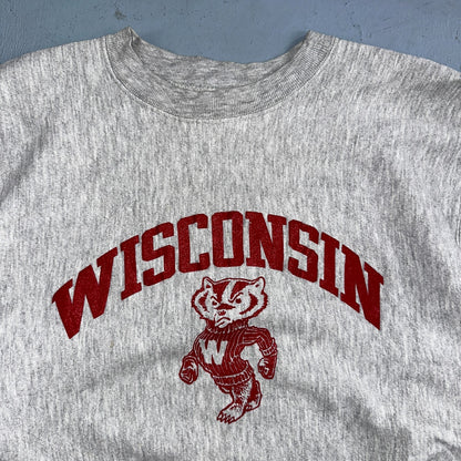 VTG 80s Champion Reverse Weave Crewneck Sweatshirt Gray USA Wisconsin Madison