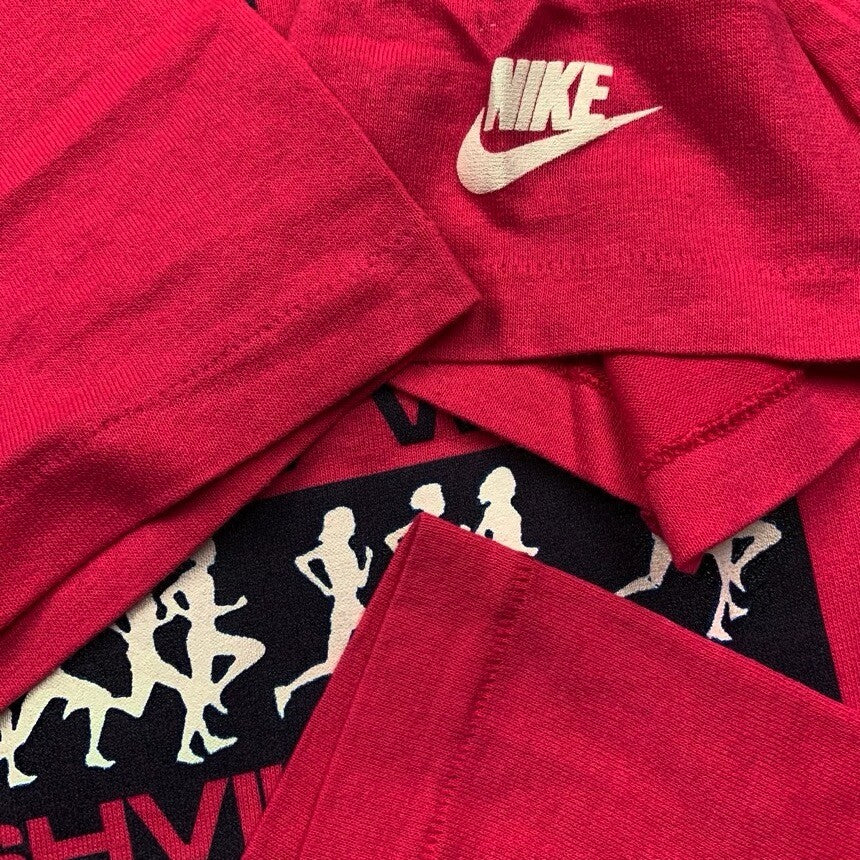 Nike Vintage T Shirt USA  Gray Tag 1989 Nashville Running Marathon Pink 80s 