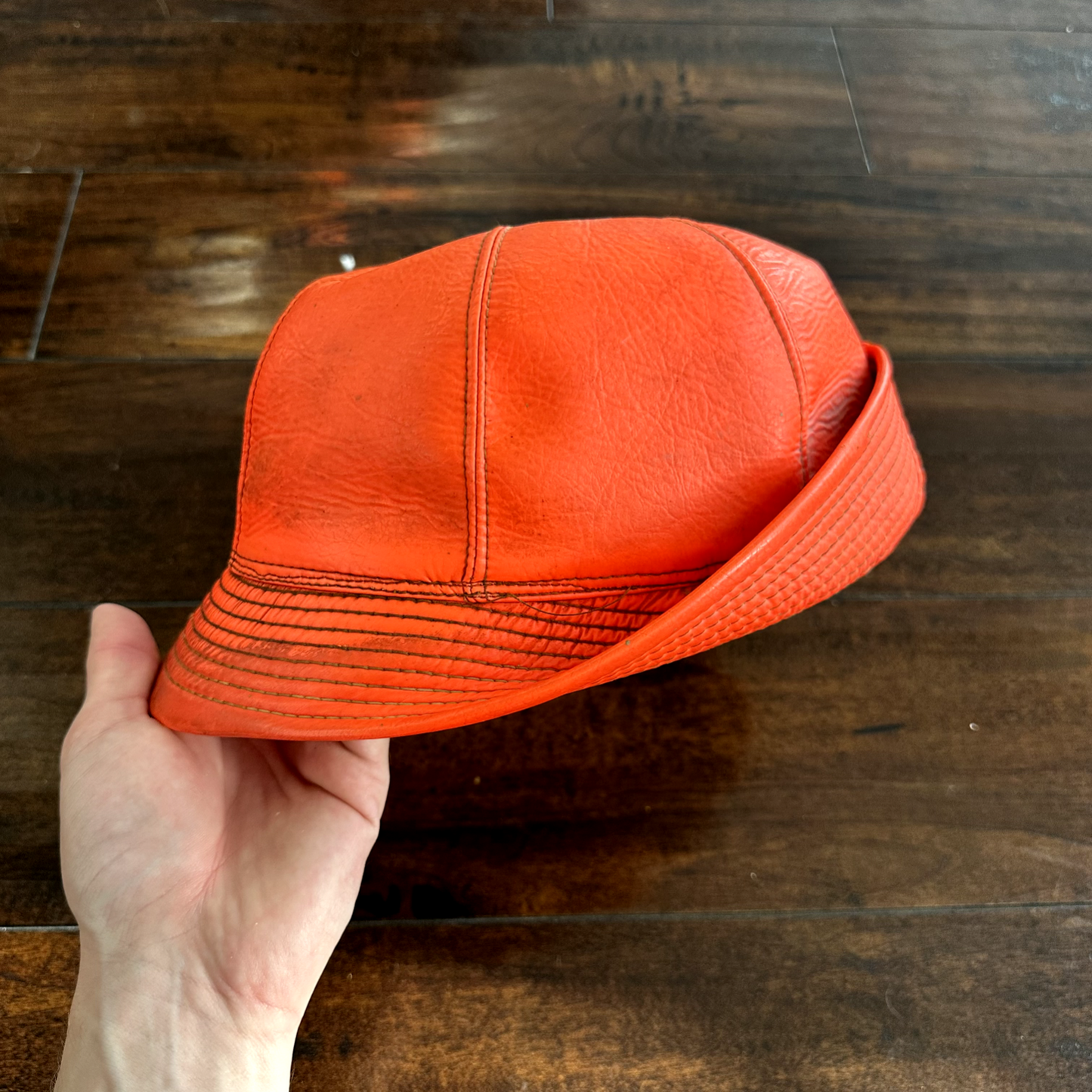 Vintage 1950s Fisherman Hunting Hat Cap Bucket Orange 7 1/8 WWII 50s 60s