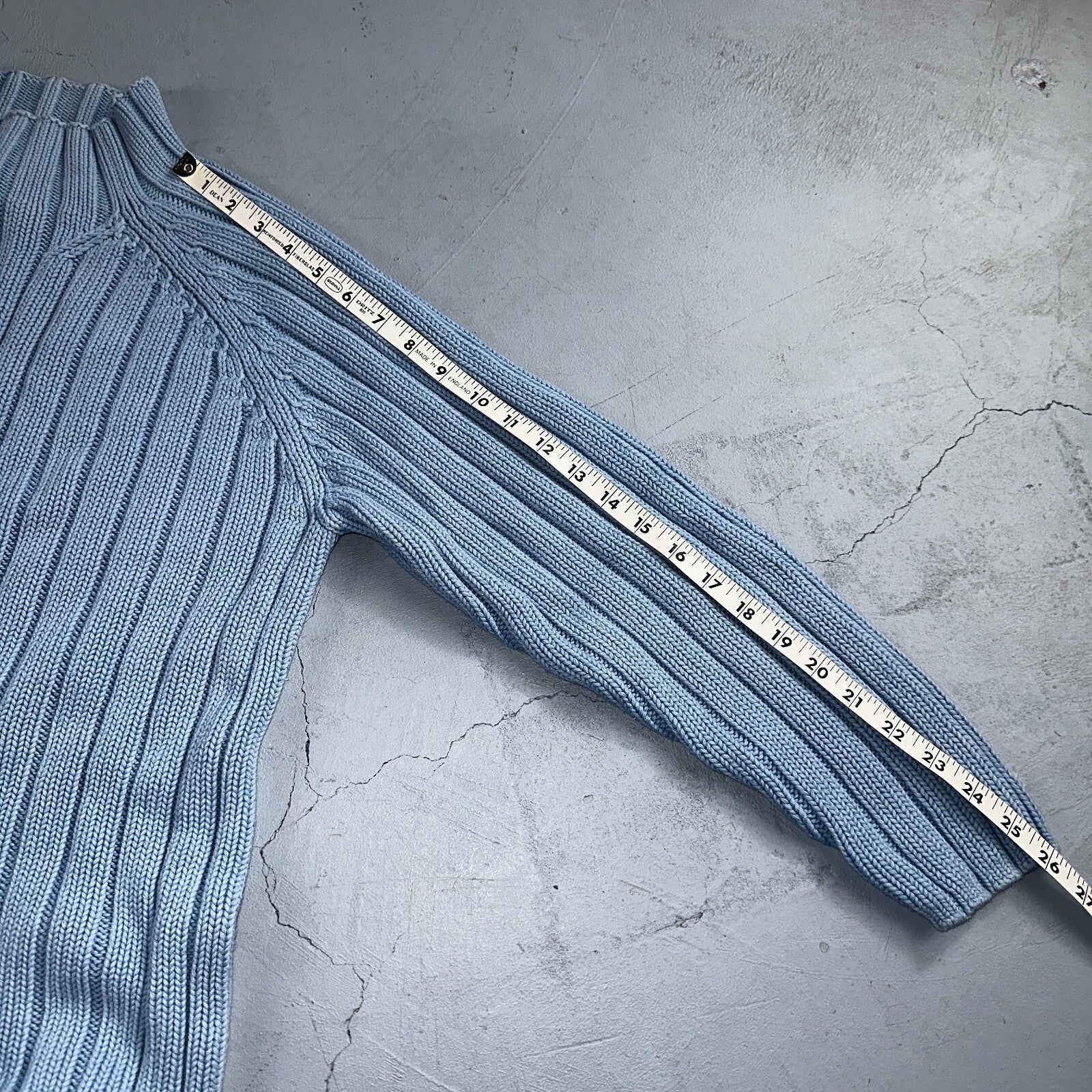 Vintage 90s Lands End 100% Cotton Chunky Ribbed Knit High Neck Sweater Size L