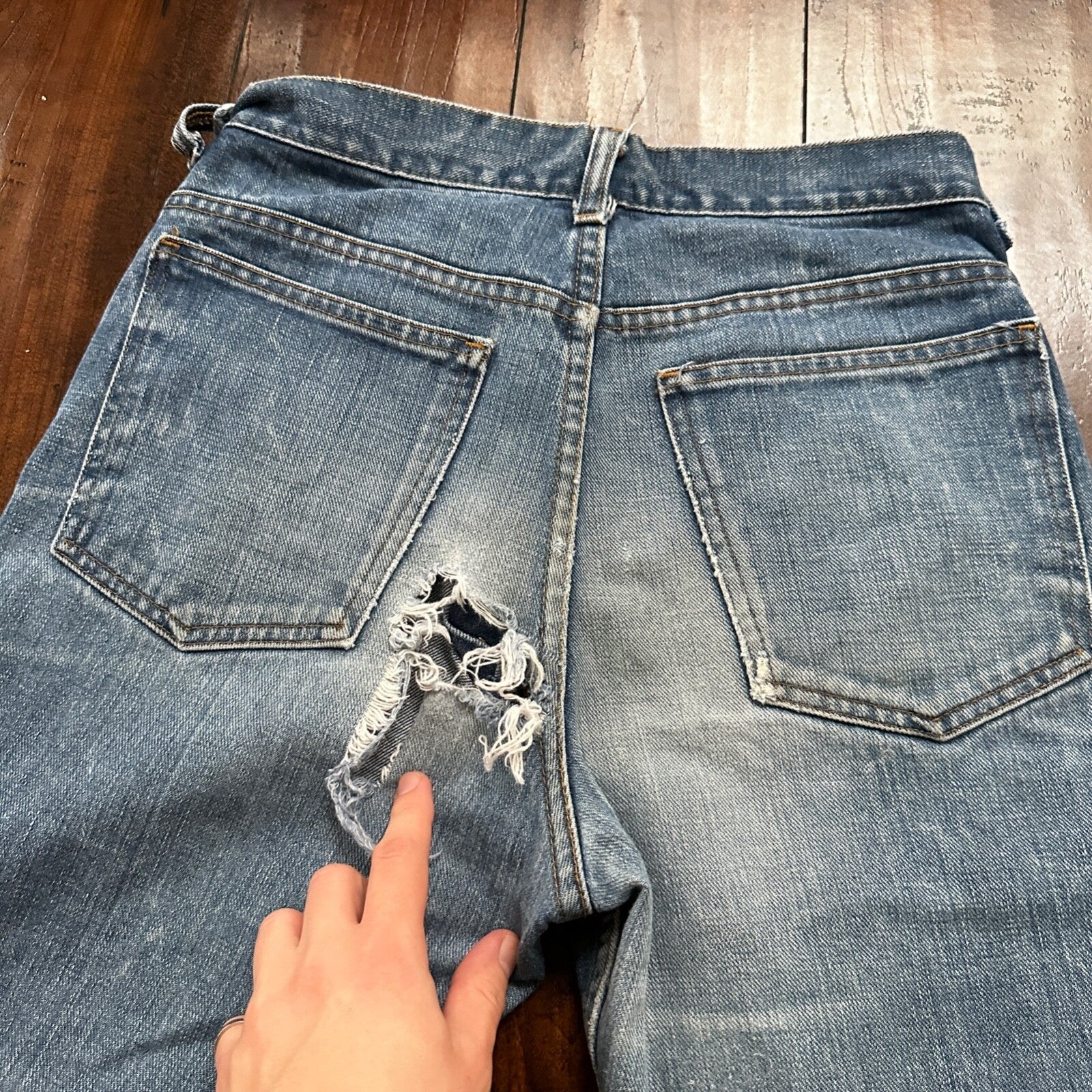 VTG Sears Put On 70s Pants 32x33 501 Bell Bottom Flare Rockabilly Cowboy 28x31