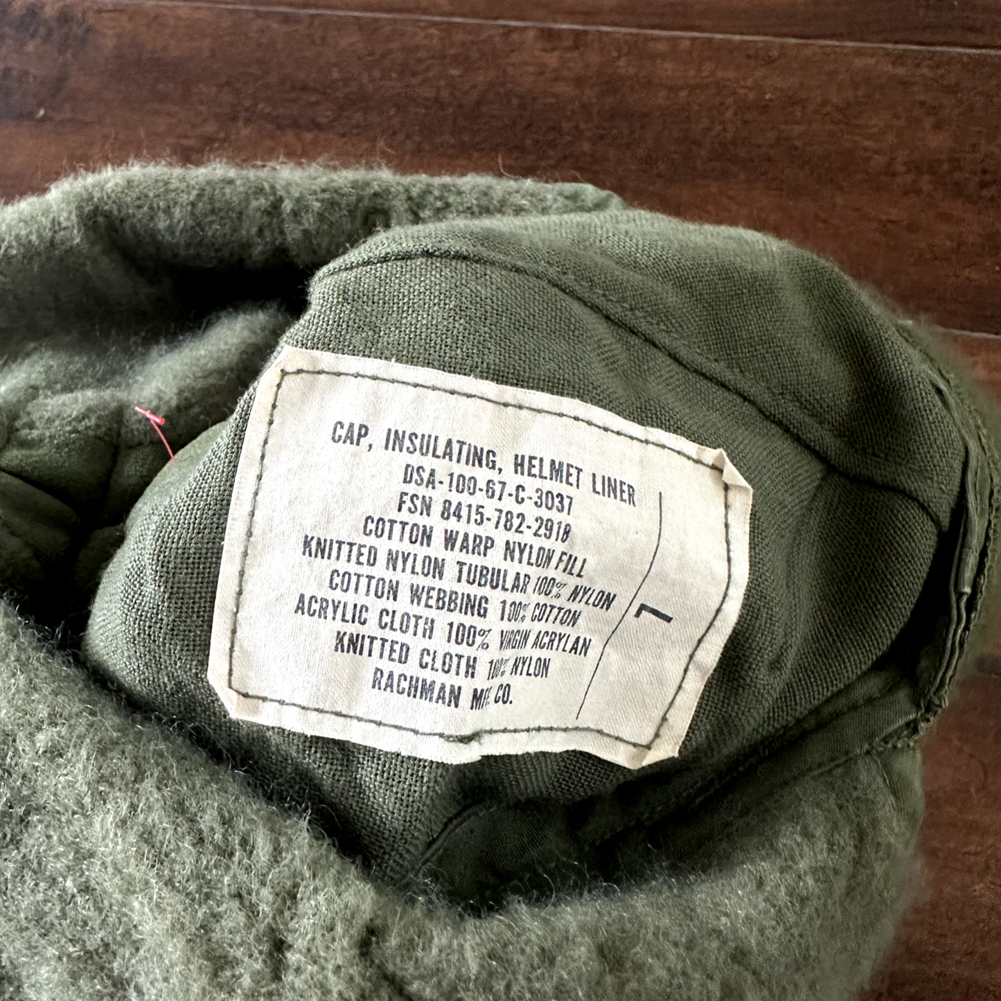 VTG 1960s Vietnam Era US Army Cold Weather Insulating Helmet Liner Cap Size 7