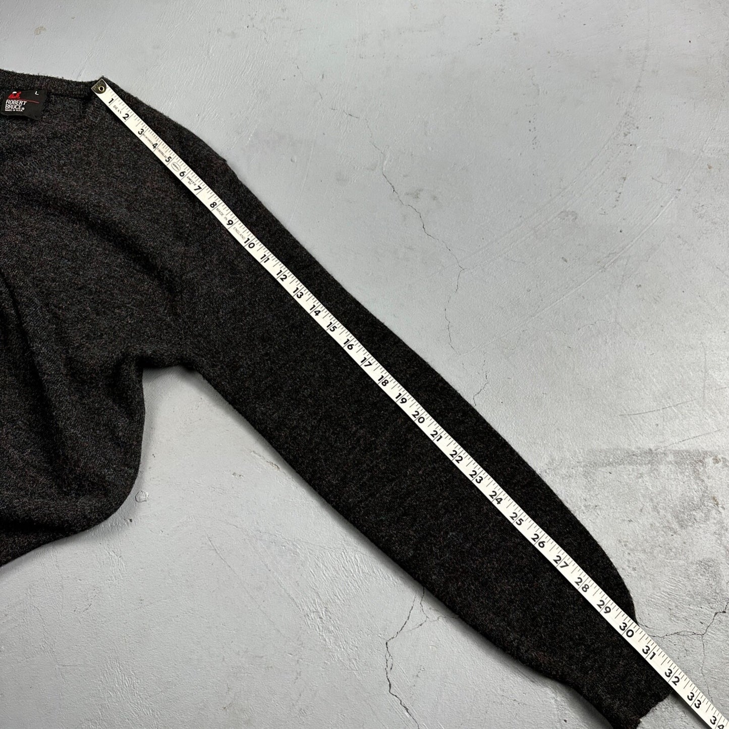 Robert Bruce Vintage Sweater Mens L Gray V Neck Knit Pullover 90s