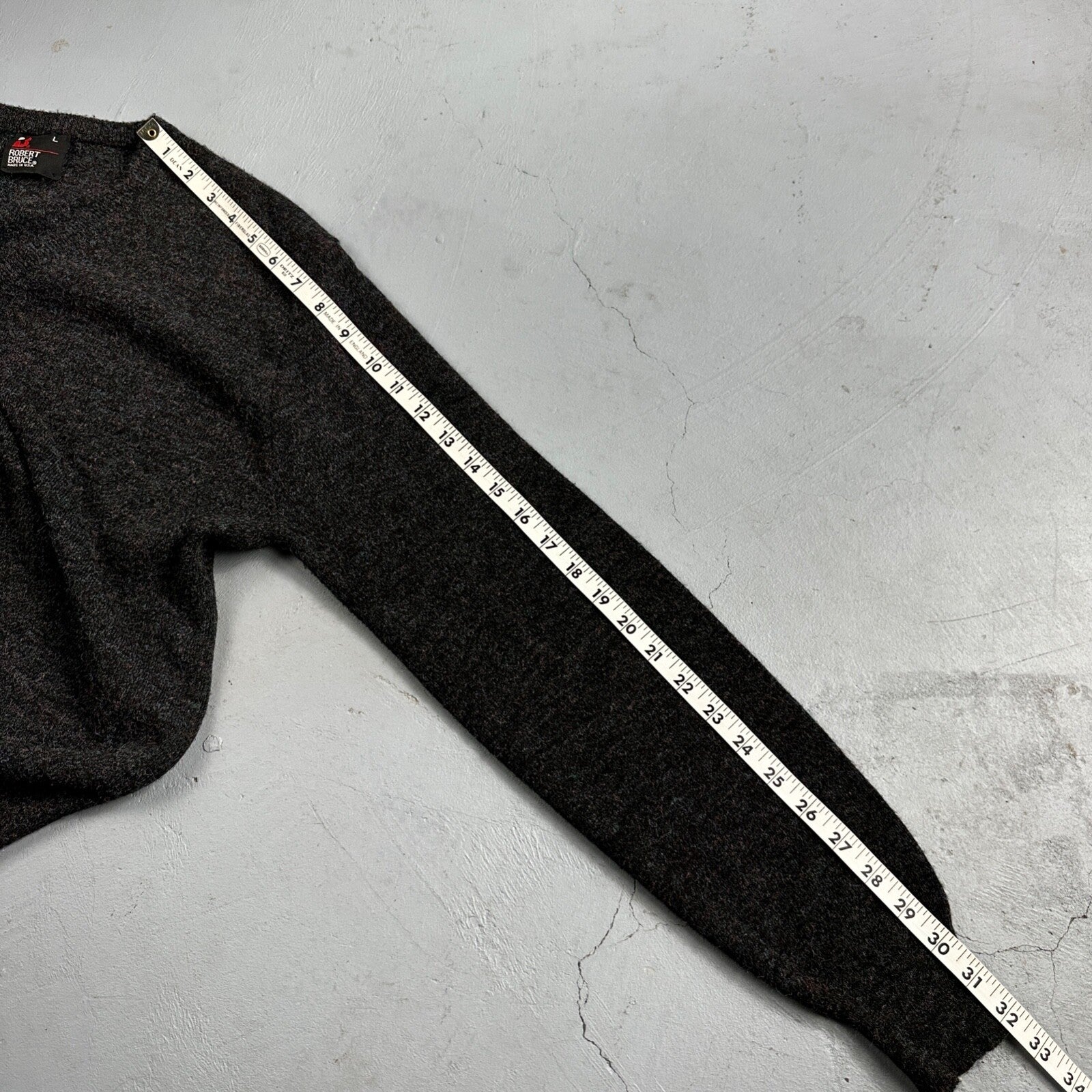 Robert Bruce Vintage Sweater Mens L Gray V Neck Knit Pullover 90s