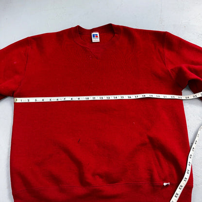 Russell Athletic USA L Sweatshirt 90s VTG Crewneck Red Basic Blank Essential