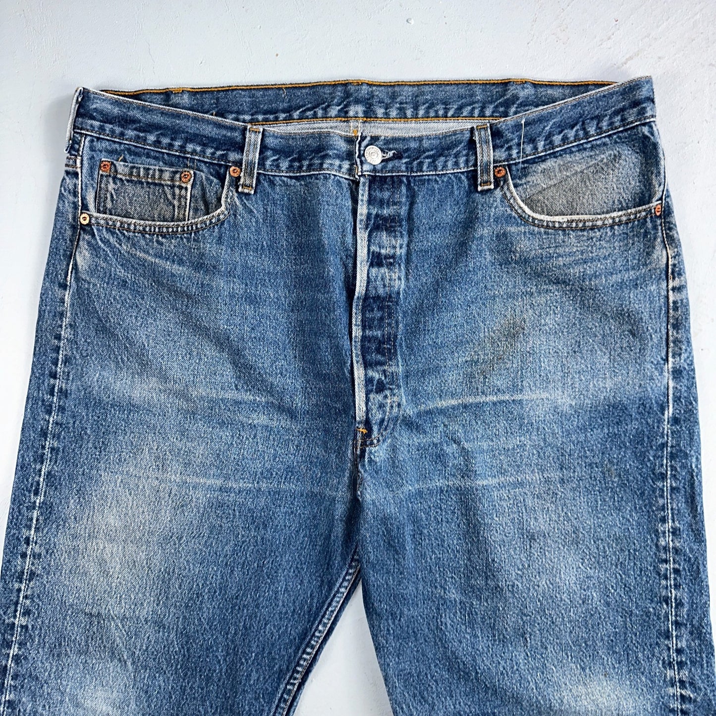 Levis 501 Vintage 90s USA XX Straight Leg Jeans Blue Med Wash 44x32 Act 40x28