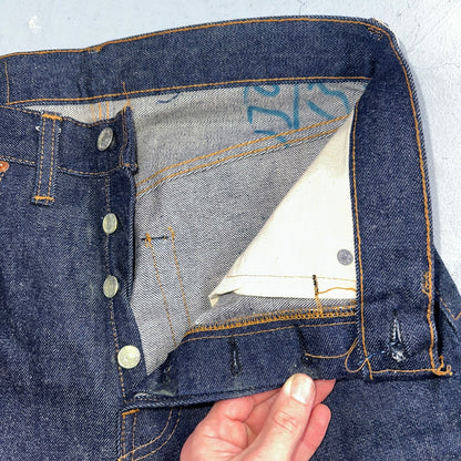 Levis 501 VTG 70s SS Deadstock Redline Selvedge Jeans XX 1966 29x36 Rare Dark DS