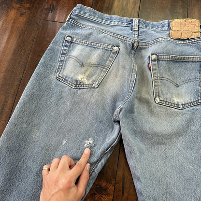 Levis Vintage 80s Redline Selvedge USA 501 XX Jeans Light Wash 33x36 Act 30x34