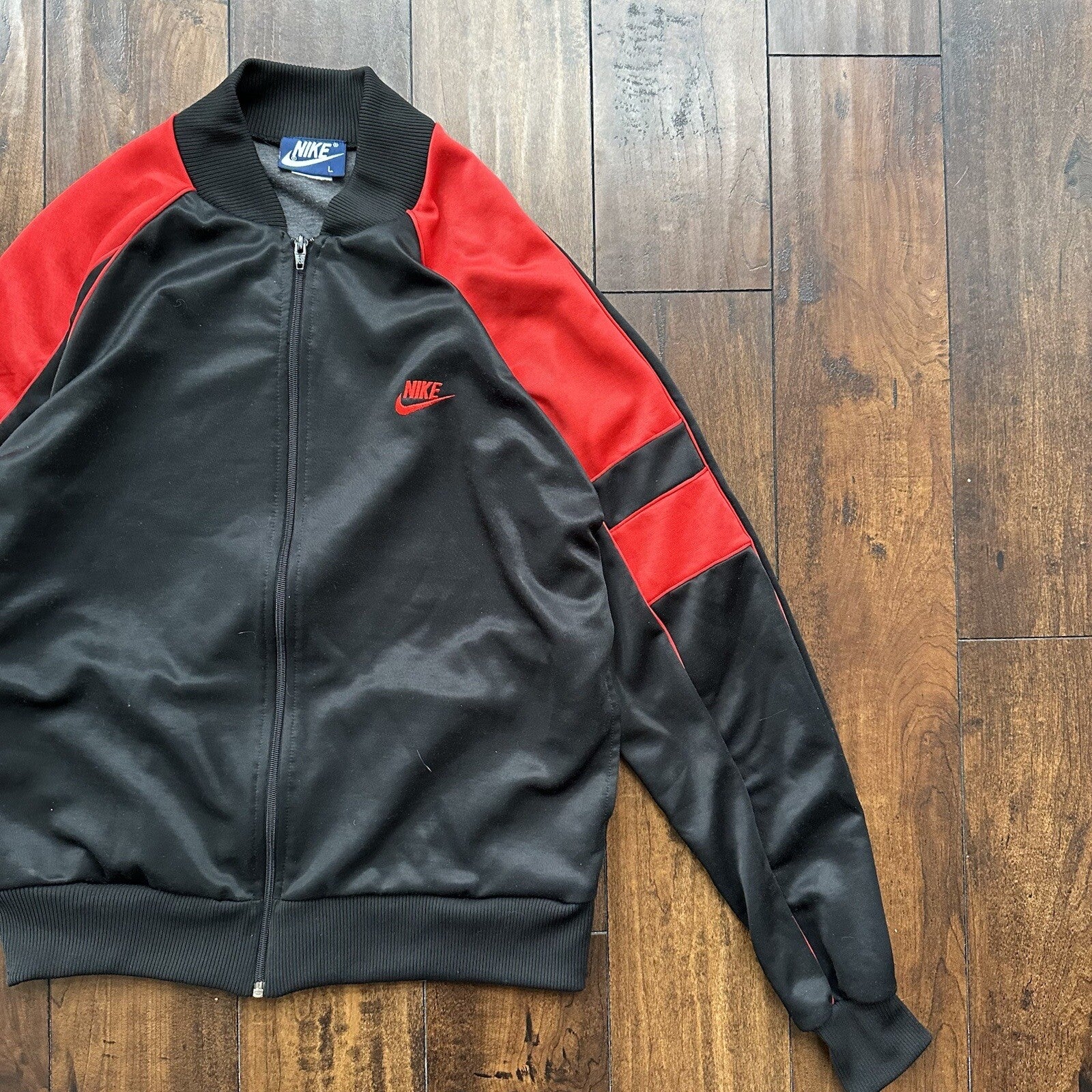 Vintage 1985 Nike Air Jordan Jacket Bred Chicago L RARE Black Red Japan 80s