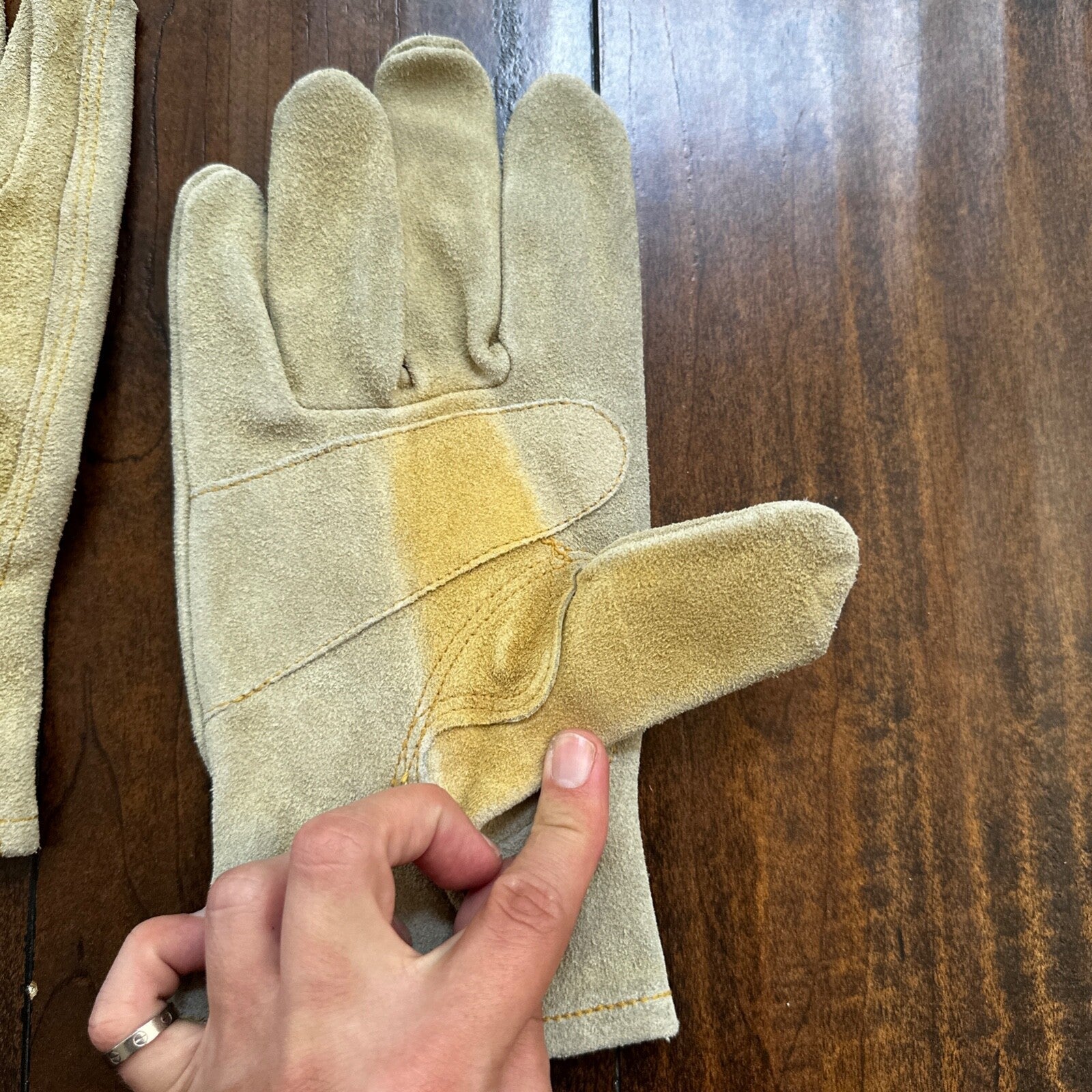 Vtg Wells Lamont Cowhide Leather Work Gloves L Chevy Western Freddy Krueger