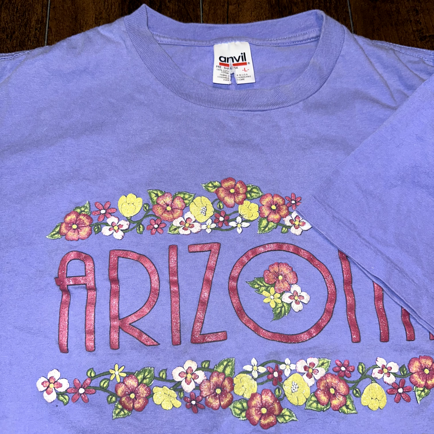 Arizona Vintage T Shirt Anvil 90s Homage State USA Love Flowers Cute Home City