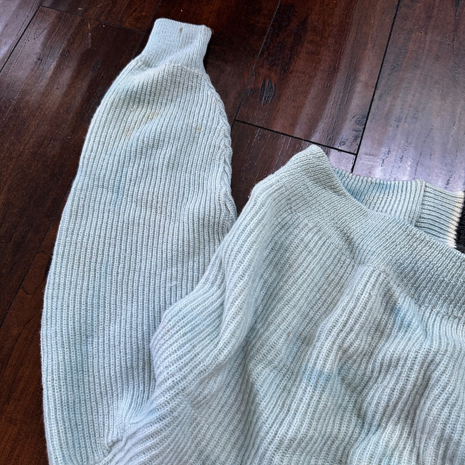 VTG 70s Columbia Knit Rugby Gear Sweater Zip Up Blue Color Block Made In USA