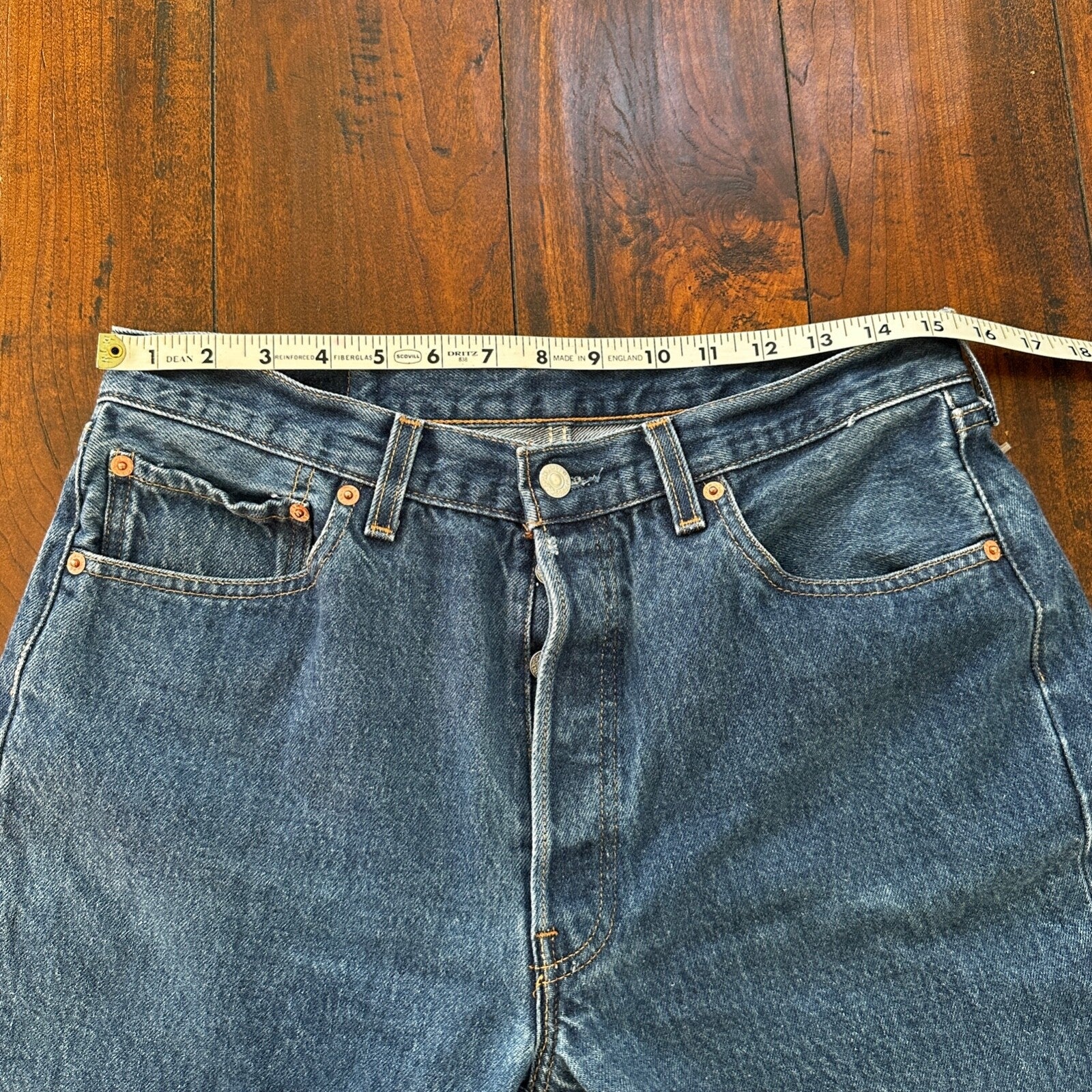 VTG Levis 501 XX Button Fly 90s USA Jeans Denim Straight Capri 34x30 Act 31x25