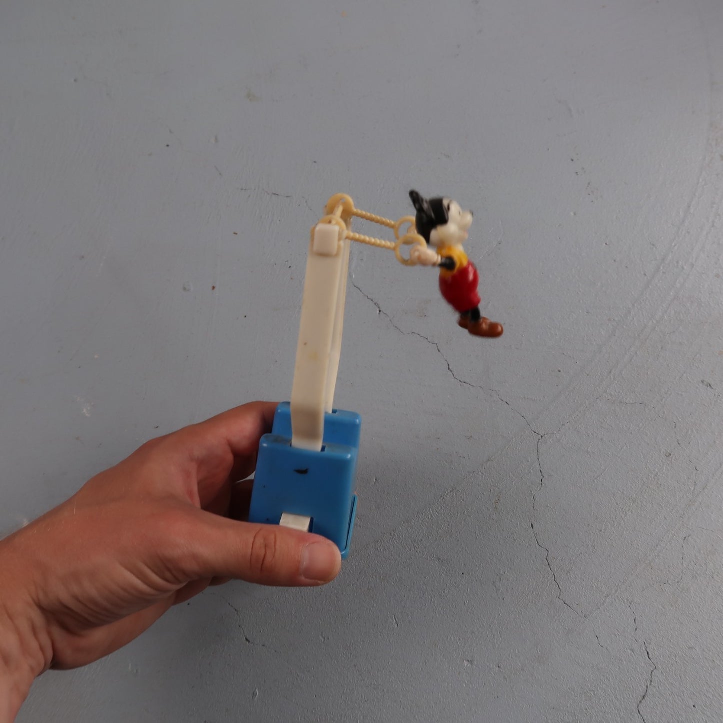 Kohner 1960 Mickey Mouse Tricky Trapeze Push Puppet Toy Vintage Disney No. 4995