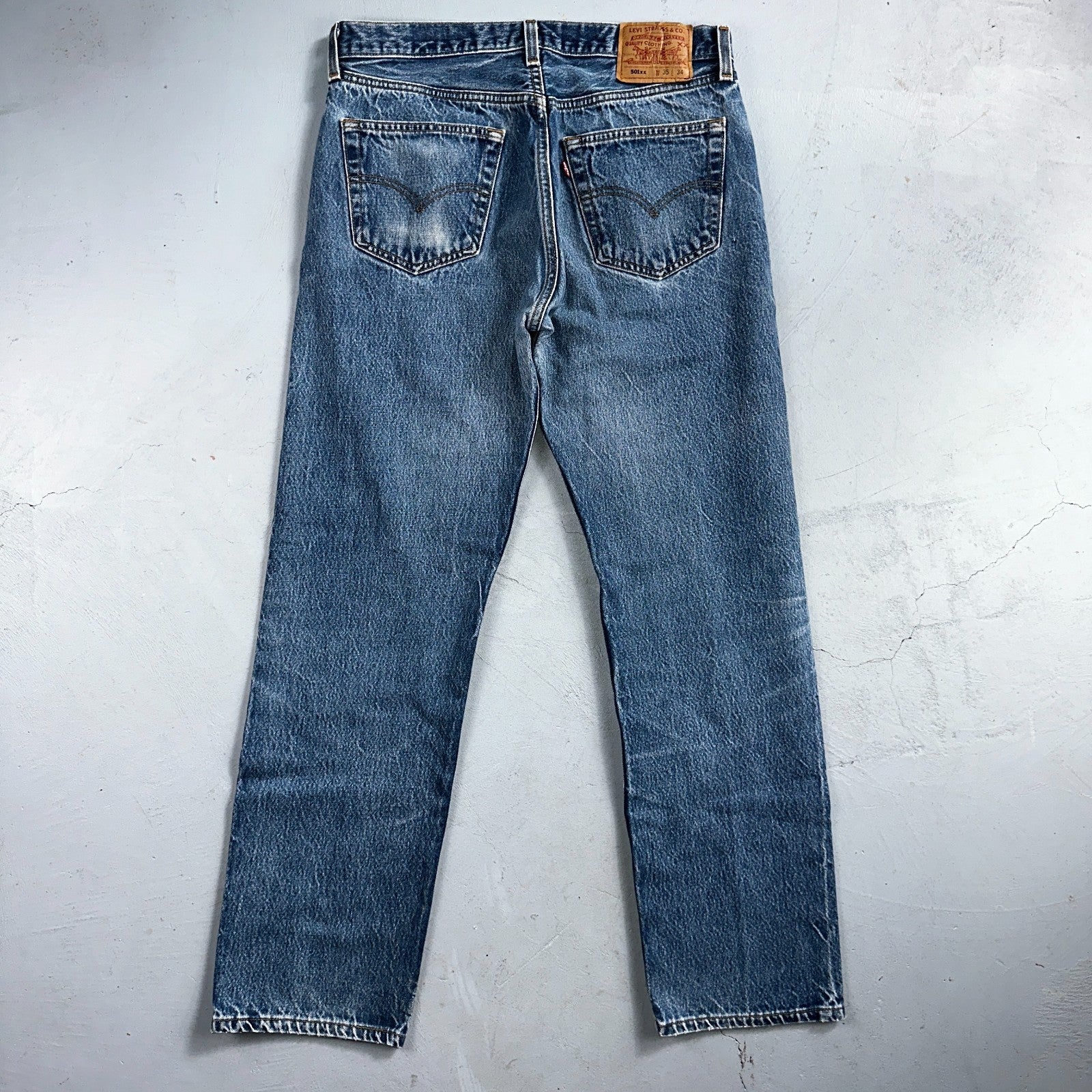Levis 501 Vintage 90s USA XX Straight Leg Jeans Blue Med Wash 35x34 Act 32x30