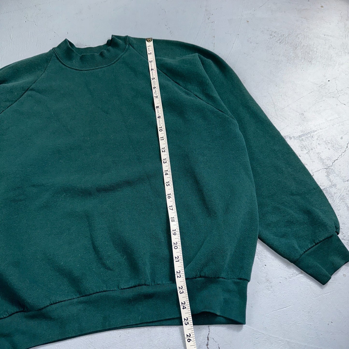 1980s VTG Green Sport Blank Sweatshirt USA Crewneck Basic 80s Jumper