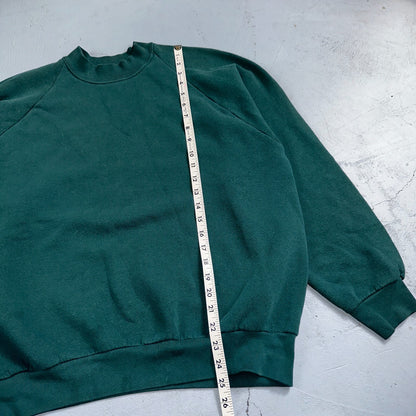 1980s VTG Green Sport Blank Sweatshirt USA Crewneck Basic 80s Jumper