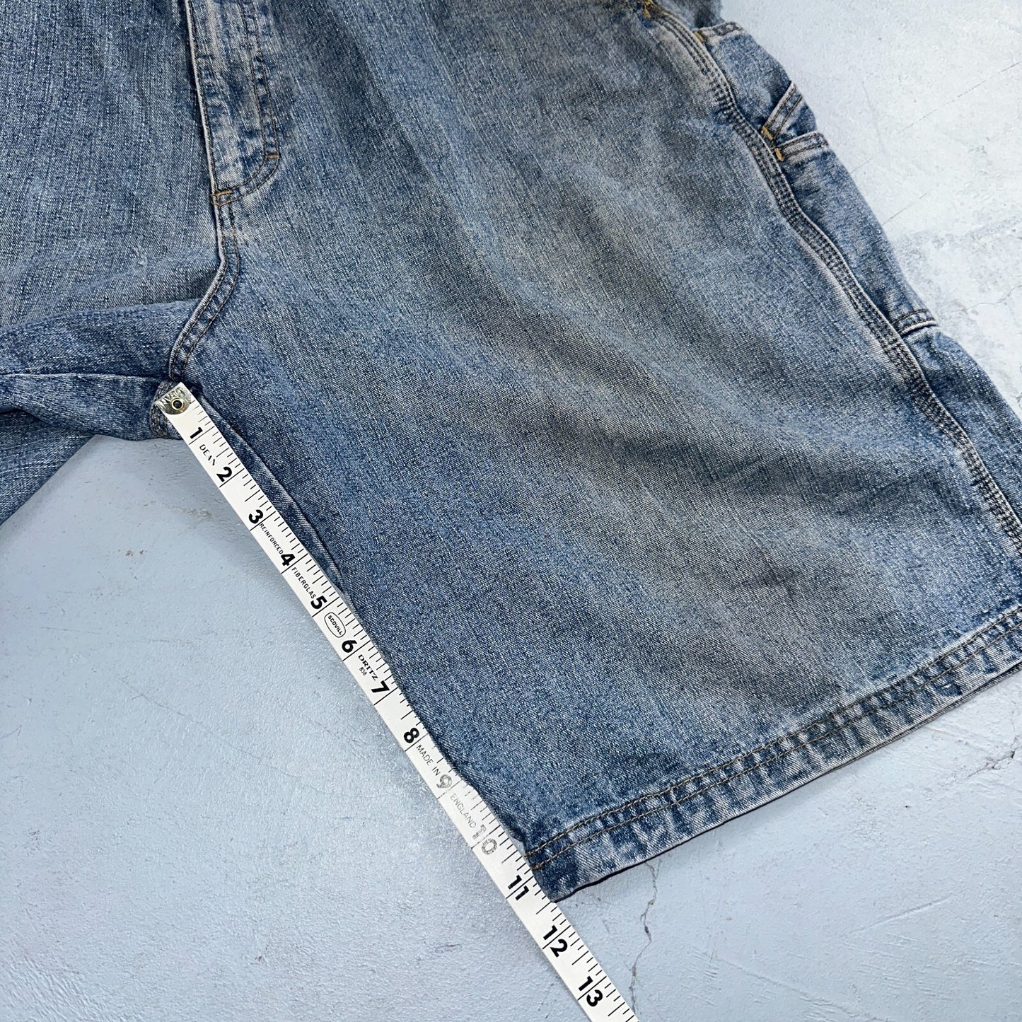 PCI PEAR CONNECTION Kenpa Blue Denim Baggy Skate Cargo Shorts Men Size 38 Y2K