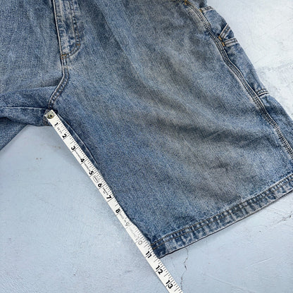 PCI PEAR CONNECTION Kenpa Blue Denim Baggy Skate Cargo Shorts Men Size 38 Y2K