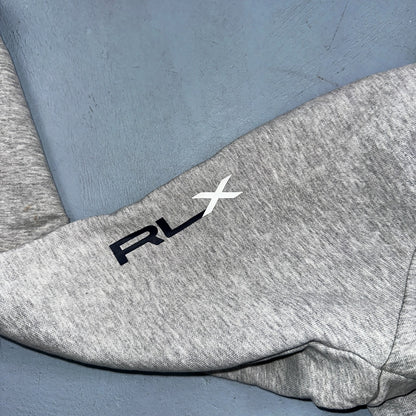 RLX Ralph Lauren Hoodie Mens Medium Gray Hybrid Pullover Gray Logo Training Gym