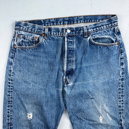 Levis 501 Vintage 90s USA XX Straight Leg Jeans Blue Med Wash 40x31 Act 36x27