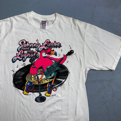 Johnny Limbo SIGNED VTG T Shirt 90s Music Band Falmingo Funny Guitar Rock Vinyl